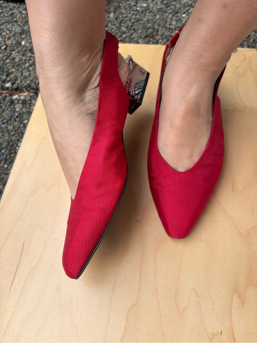 Stuart Weitzman Red Printed Elastic Slip-On